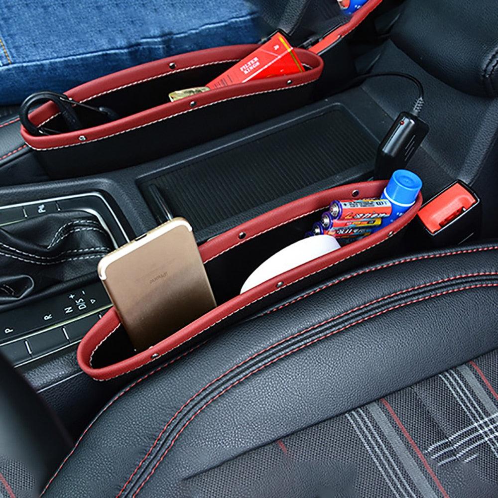 Car Organizer Storage Car Seat Slit Gap Pocket Multifunctional Driver Seat Catcher Cup Holder Car Accessories PU Leather Car Seat Gap Organizer Universal Fit Storage Pockets Adjust Set Car Seat Crevice Storage Box Helps Reduce Distracted Driving - Image 6