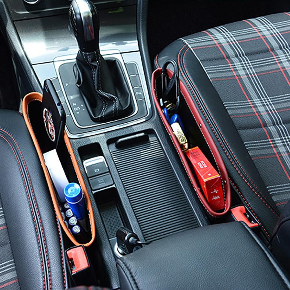 Car Organizer Storage Car Seat Slit Gap Pocket Multifunctional Driver Seat Catcher Cup Holder Car Accessories PU Leather Car Seat Gap Organizer Universal Fit Storage Pockets Adjust Set Car Seat Crevice Storage Box Helps Reduce Distracted Driving - Image 7