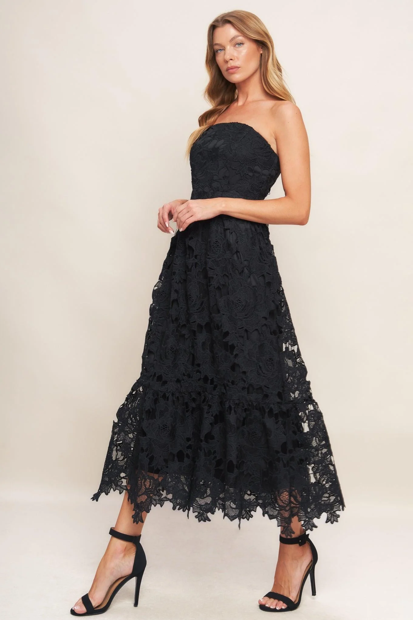 Carefree Nights Black Lace Midi Dress - Image 8