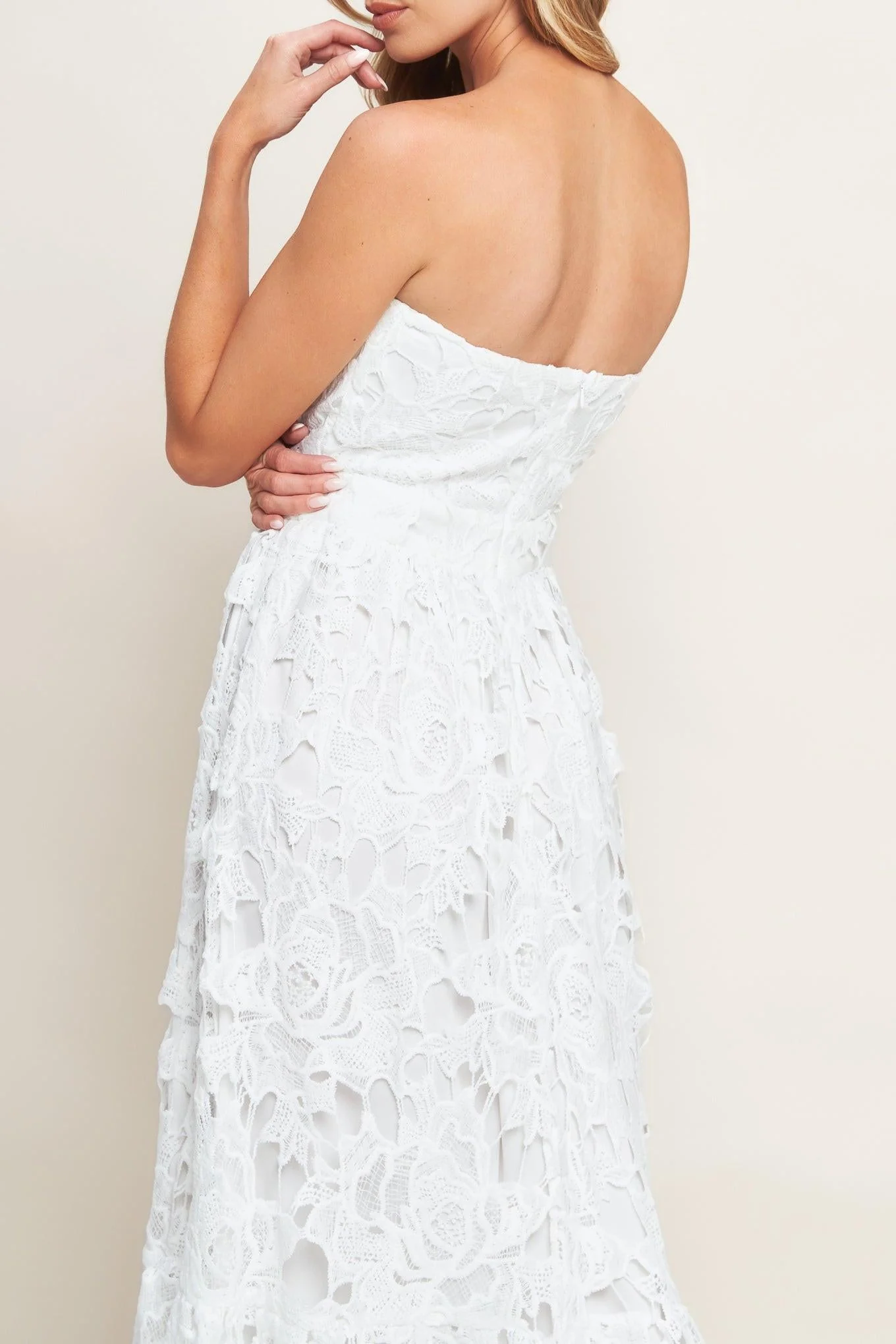 Carefree Nights Lace Off White Midi Dress - Image 7