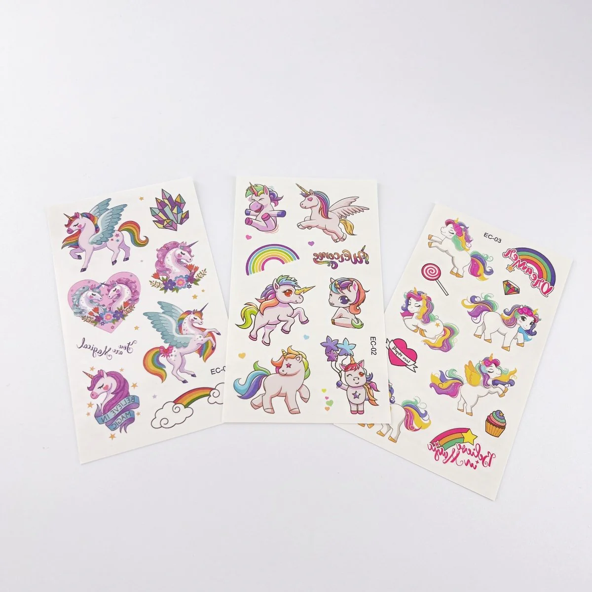 Cartoon Unicorn Tattoos – 10 Sheets for Girls Birthday Parties - Image 2