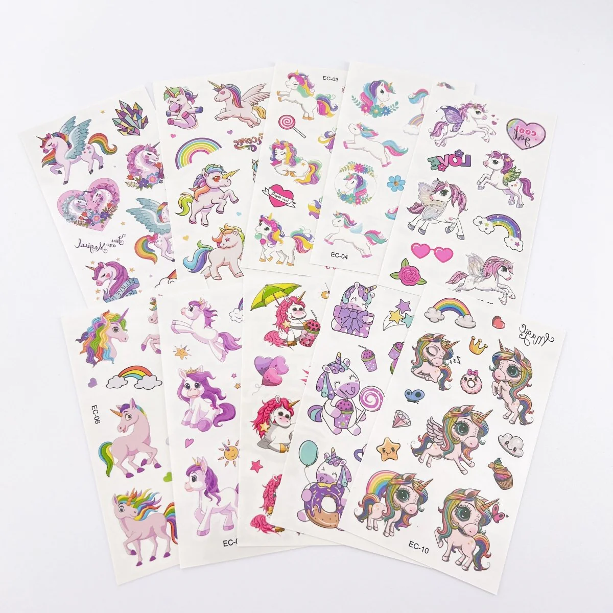 Cartoon Unicorn Tattoos – 10 Sheets for Girls Birthday Parties - Image 7