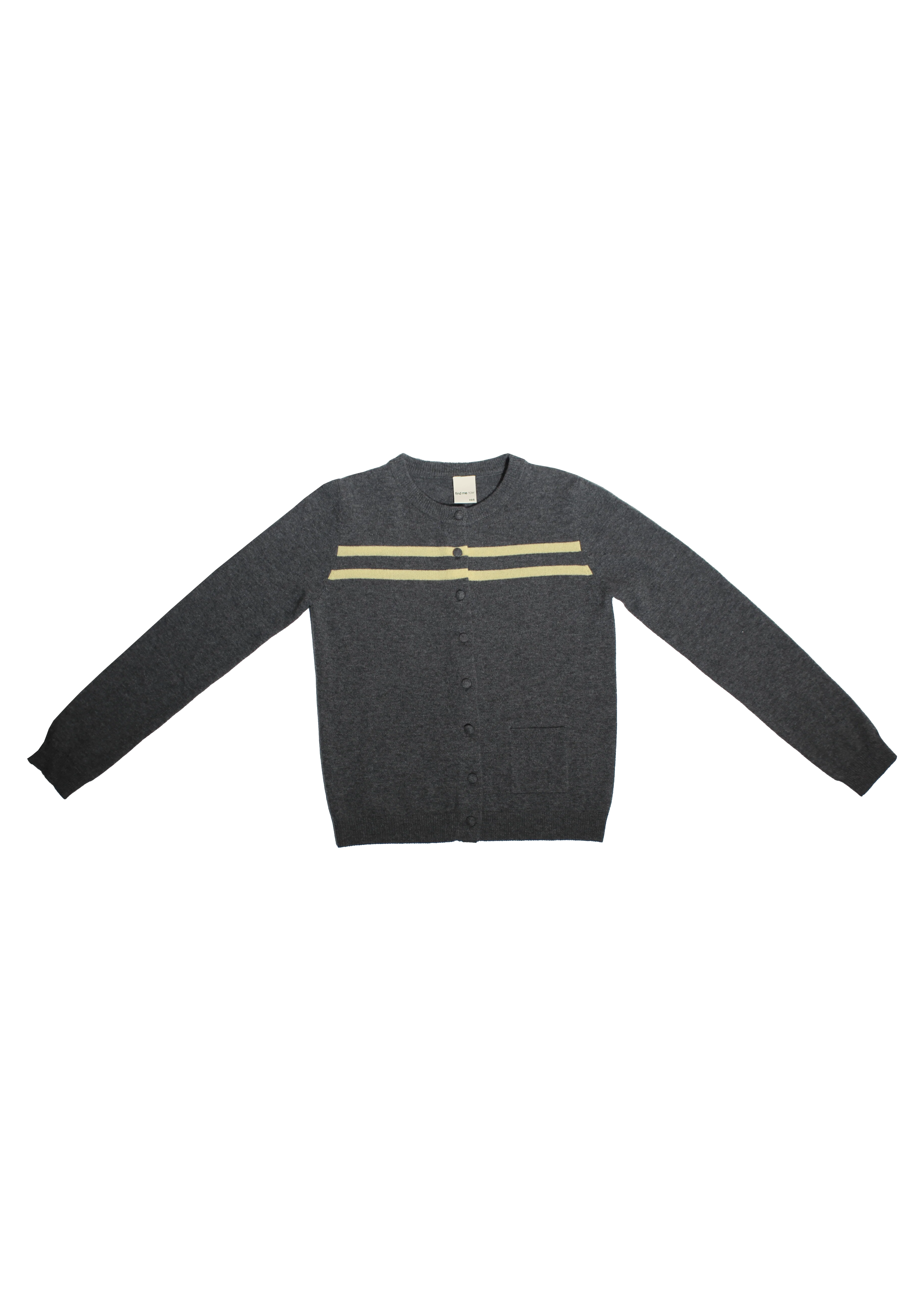 Cashmere Wool Stripe Cardigan in Charcoal/Butter - Image 2