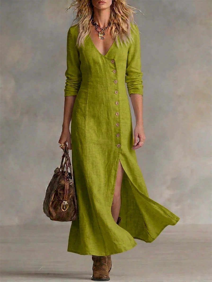 Casual Cotton Linen Long Sleeve Women’s Dress - Image 10