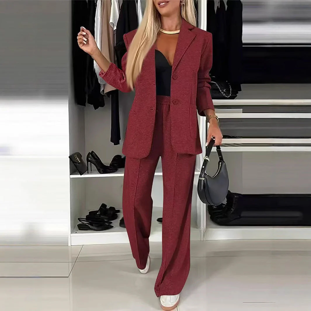 Casual Printed Suit Set for Women – Geometric Long Sleeve Two Piece Outfit - Image 5