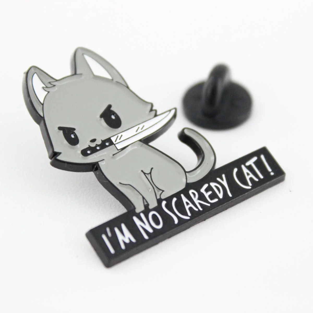 Cat Knife Enamel Pin – Bold Kitty Design for Bags and Jackets - Image 2