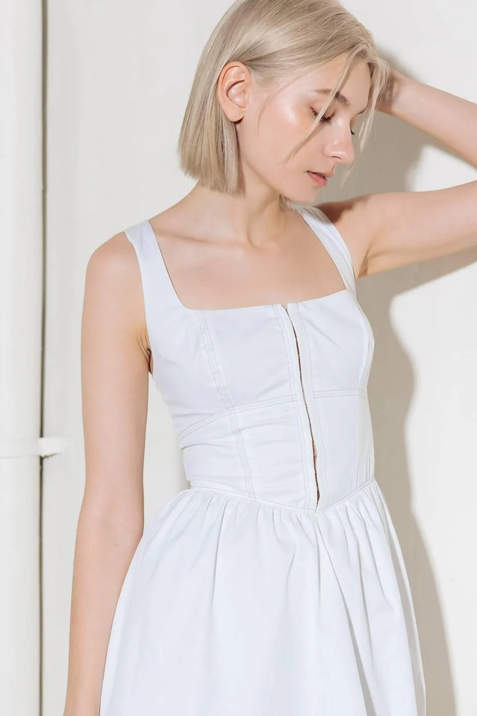 Catch the Sun in White  Woven Midi Dress - Image 2