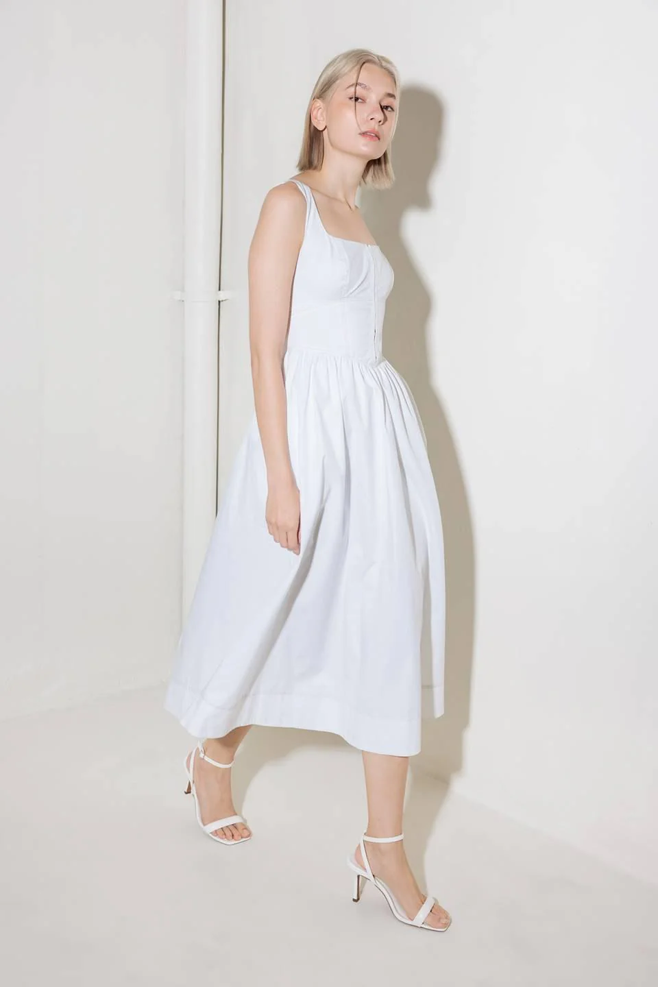 Catch the Sun in White  Woven Midi Dress - Image 5