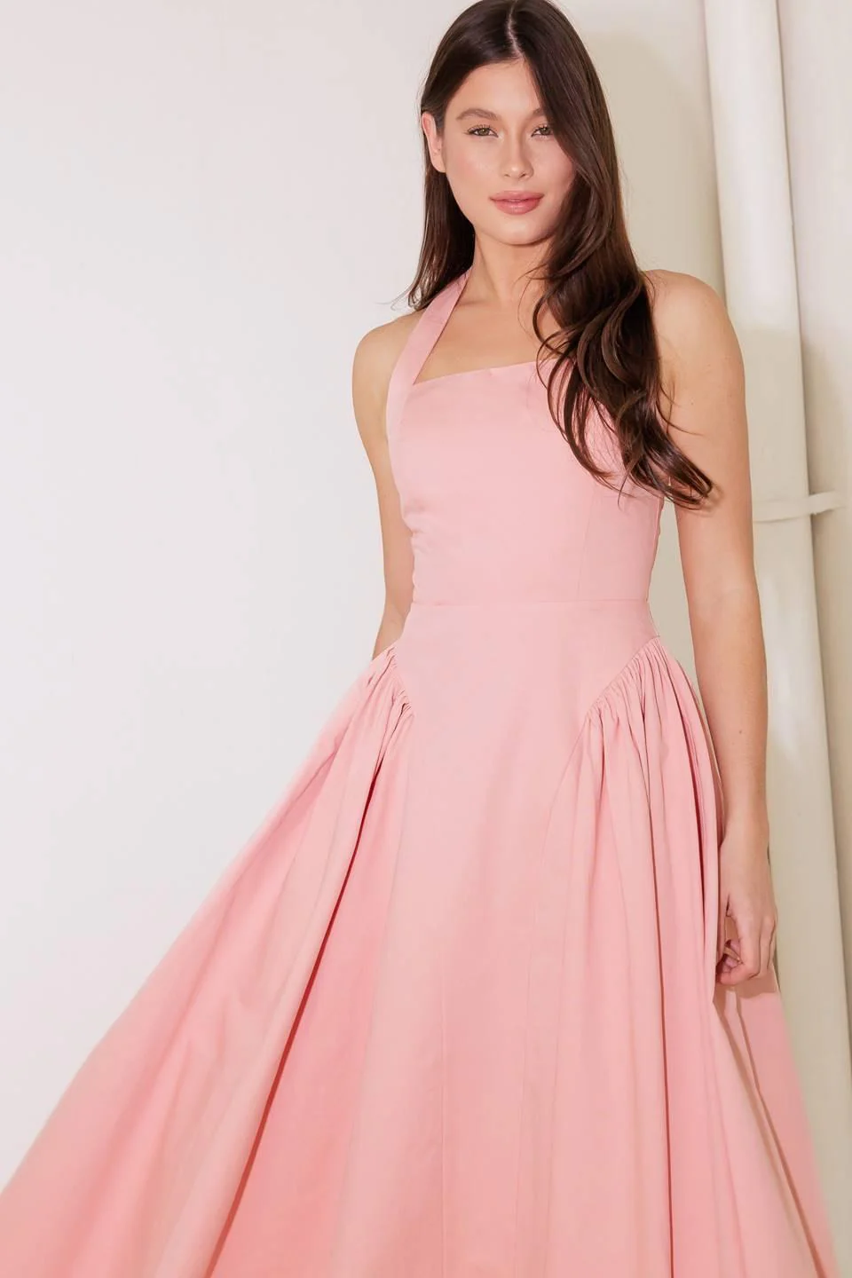 Caught in the Rain Pink Woven Midi Dress - Image 6