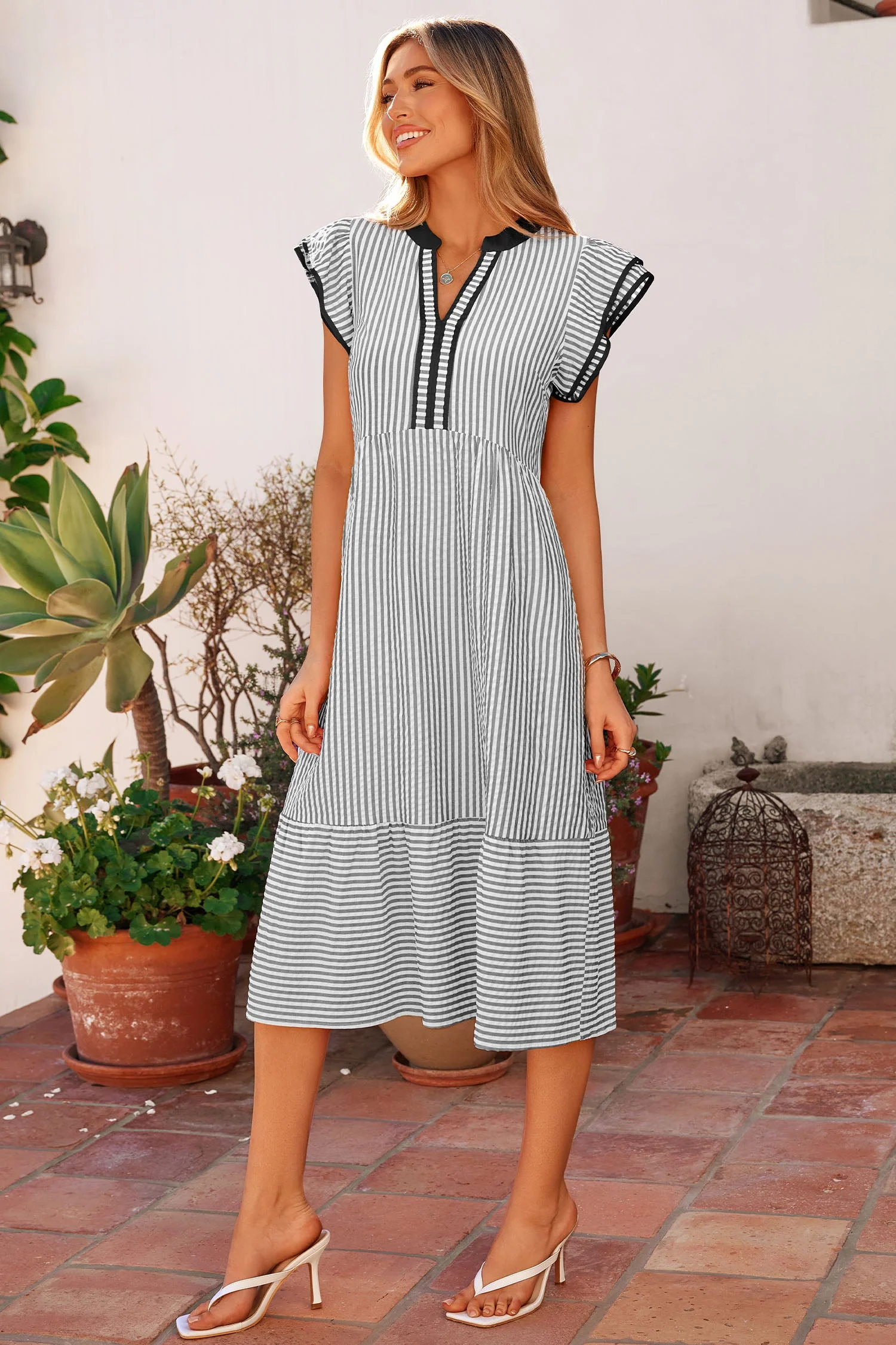 Threaded Pear Charley Sleeve Casual Long Dress - Image 3