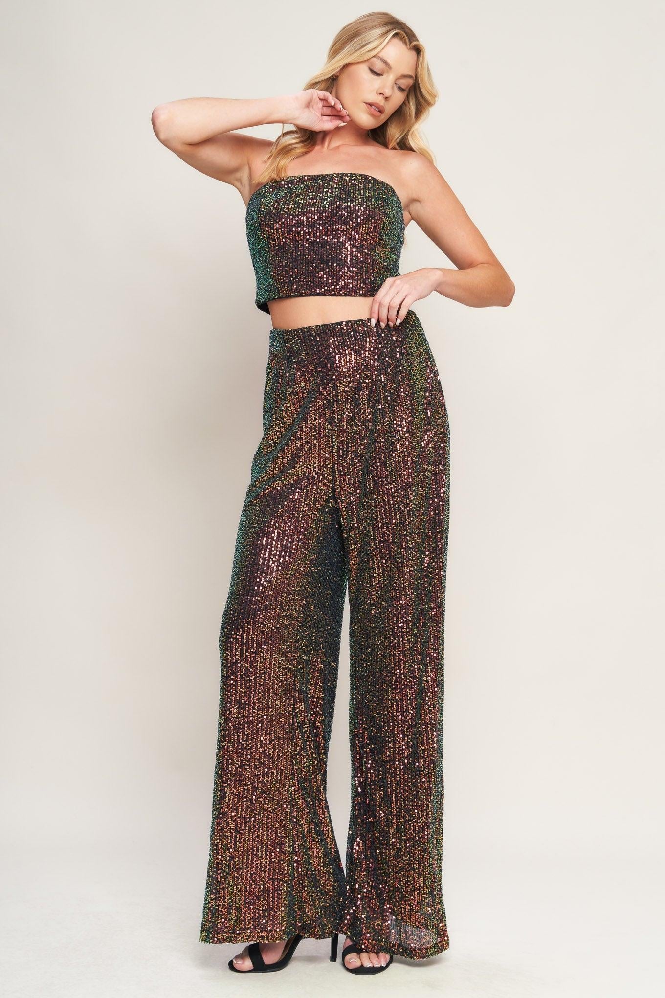 Charming Composure Sequin Top and Bottom Set - Image 2