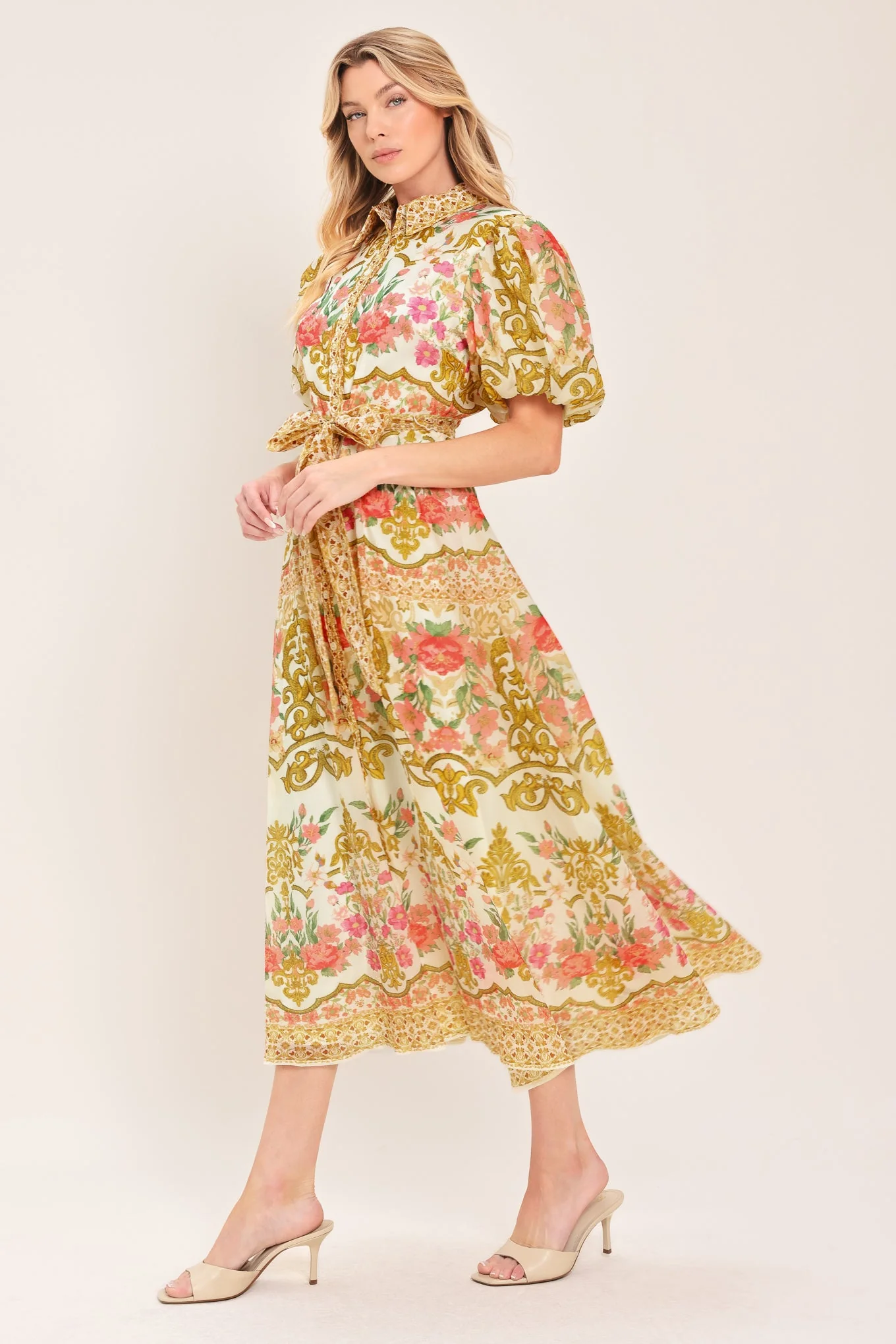 Chateau Rose Woven Midi Shirt Dress - Image 5