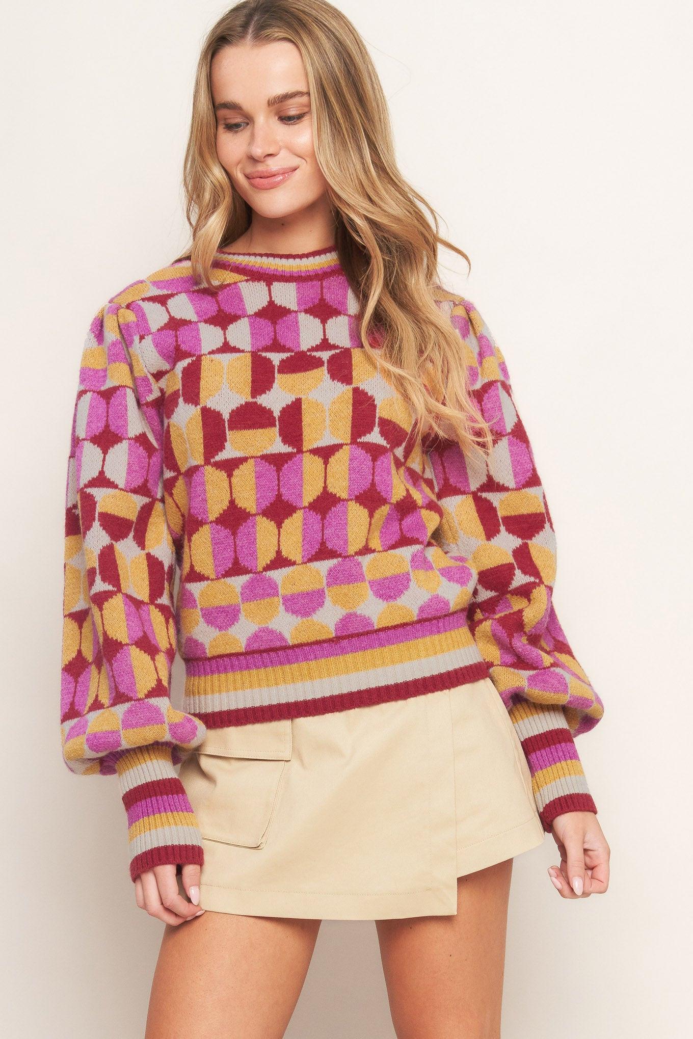 Cheer You on Jacquard Sweater Top - Image 2