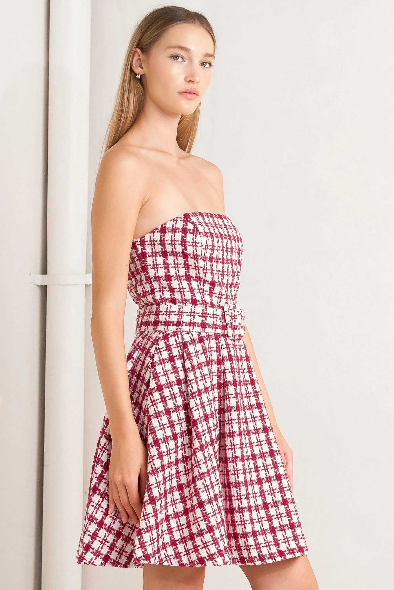 Cherry Check Tweed Mini Dress - Image 7