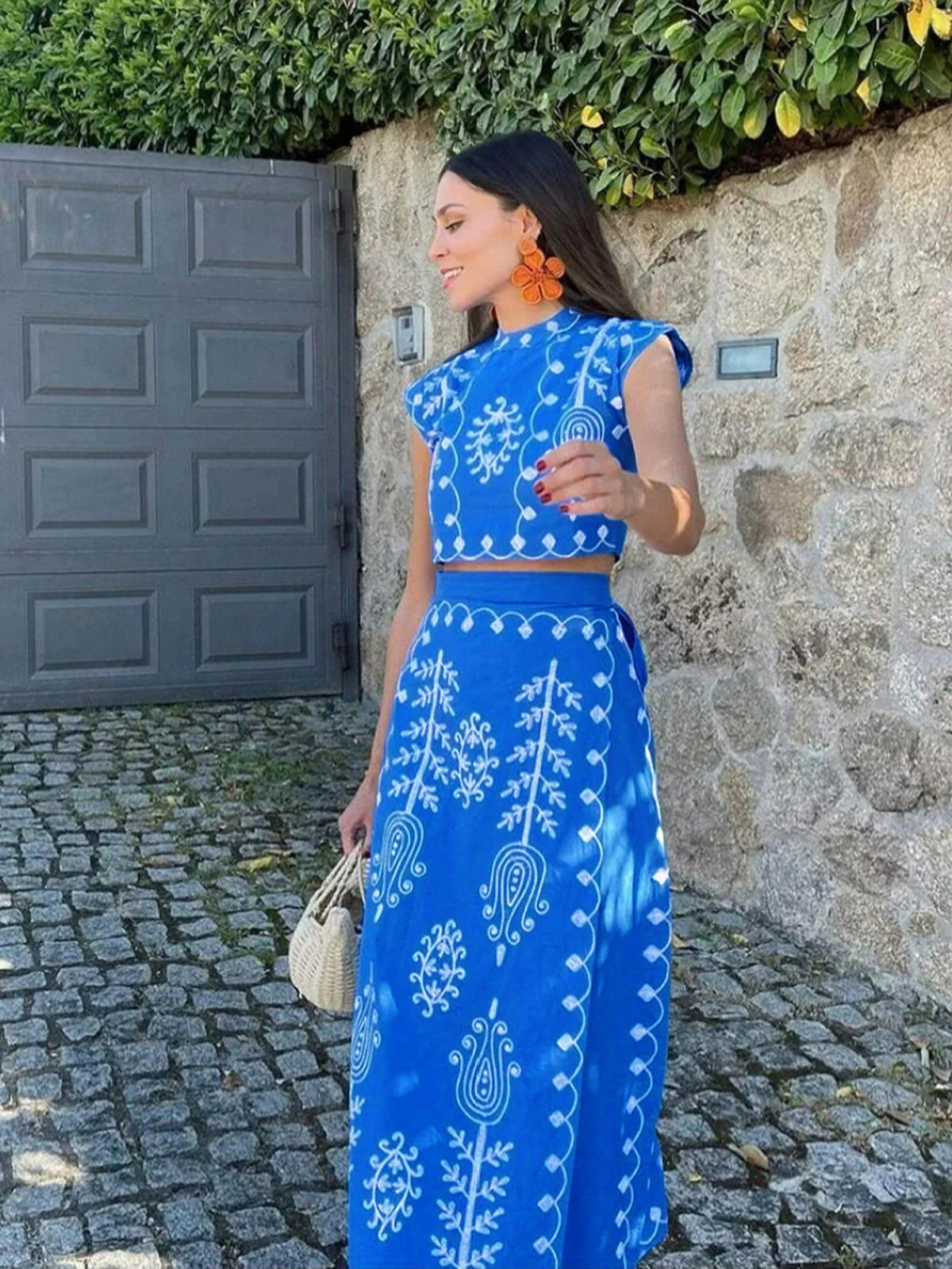 Chic YC Women's Ethnic Print Crop Top and Wrap Midi Skirt 2 Piece Set Casual Summer Boho Outfit - Image 3