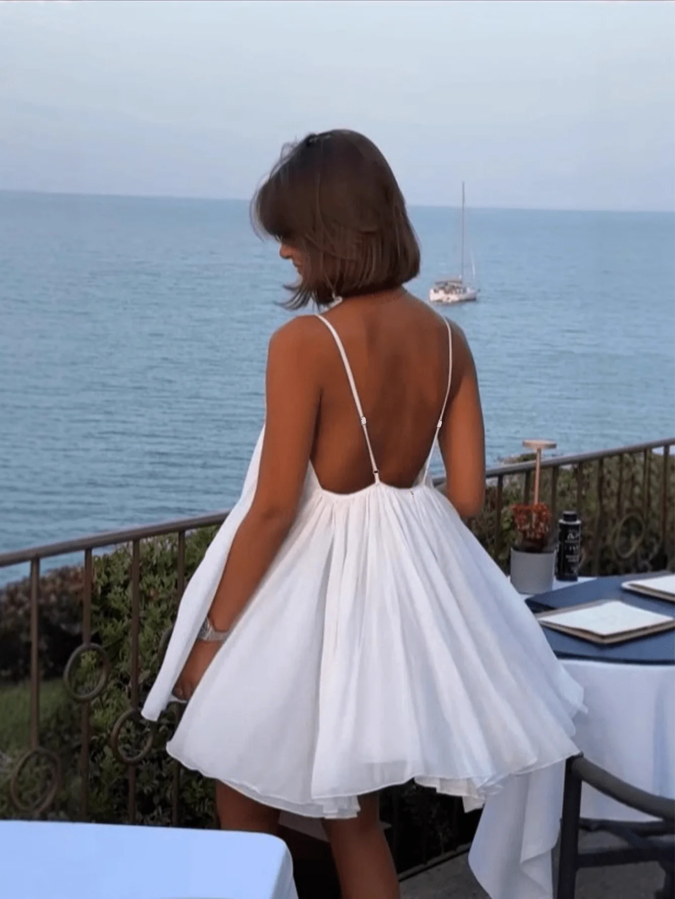 Chic YC Women's Flowy Spaghetti Strap Mini Dress V-Neck A-Line Summer Beach Cover-Up Dress - Image 9