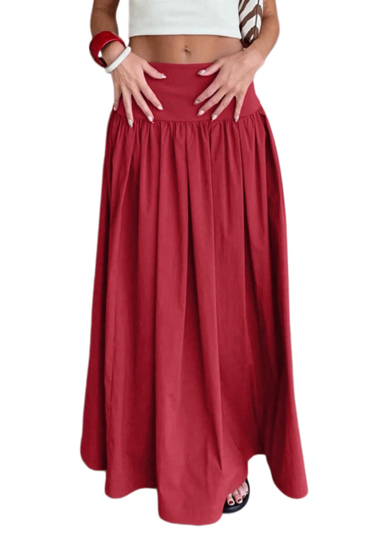 Chic YC Women's High Waist Flowy Maxi Skirt Casual Boho A-Line Summer Long Skirt - Image 3