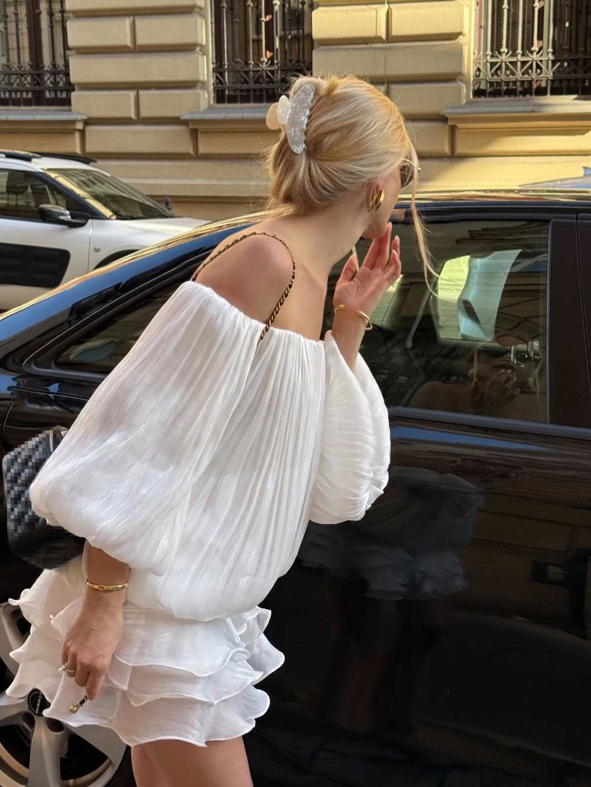 Chic YC Women's Off-Shoulder Pleated Ruffle Hem Mini Dress Long Sleeve Summer Flowy Sundress - Image 8