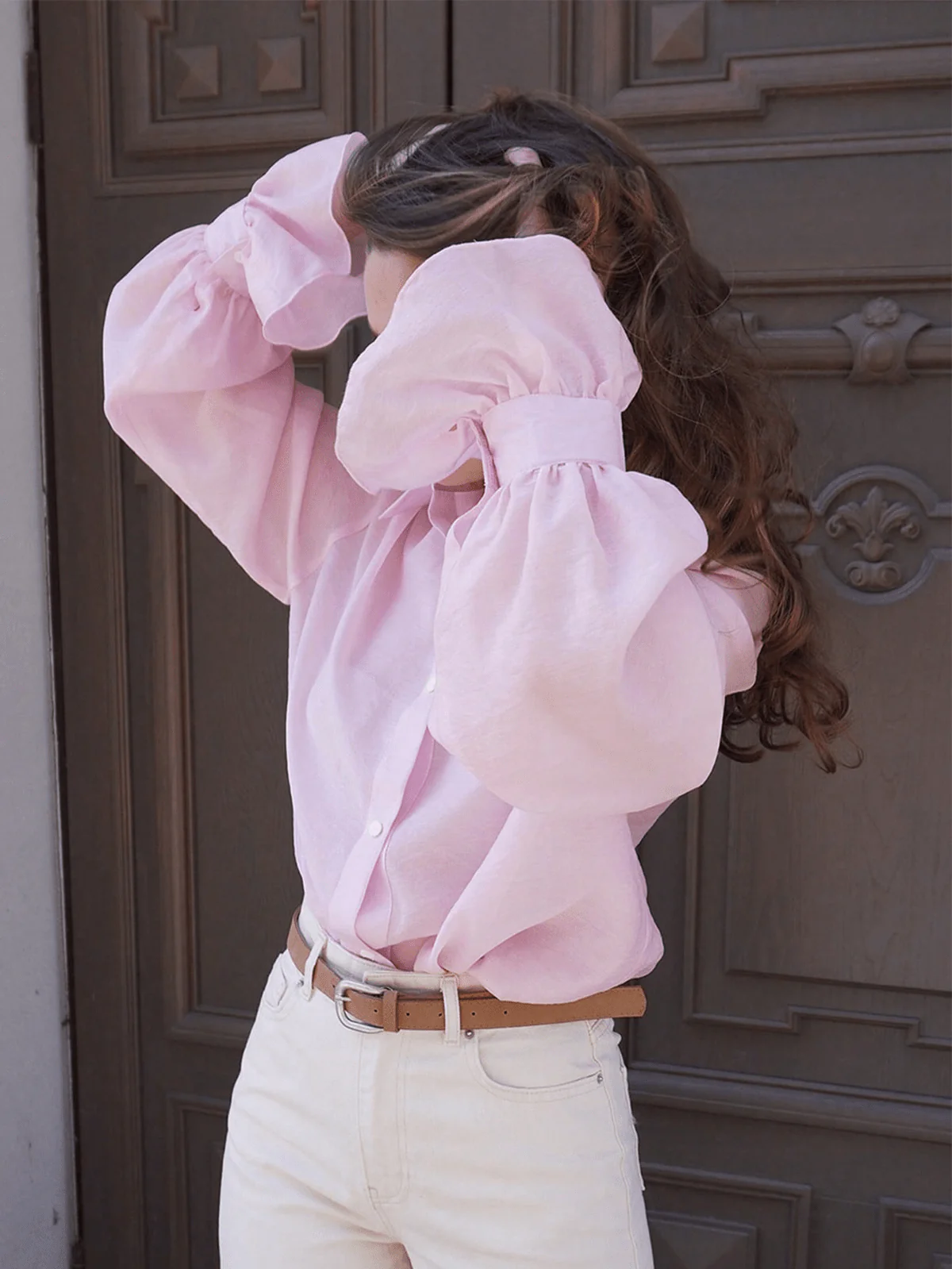 Chic YC Women's Satin Button Down Shirt Long Puff Sleeve Casual Work Blouse for Spring Summer - Image 12