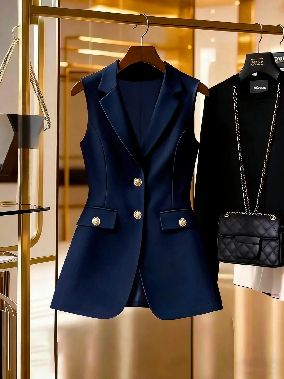 Chic YC Women's Sleeveless Blazer Vest Double Breasted Waistcoat Office Casual Suit Vest - Image 7