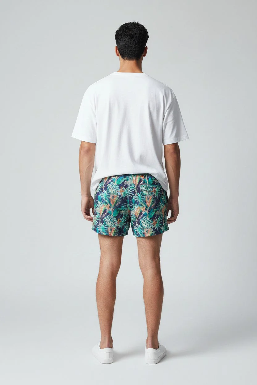 Christian Audigier Low Waist Multi-Leaf hidden Leopard Print Mens Swimwear Shorts BMS619-0016M - Image 5