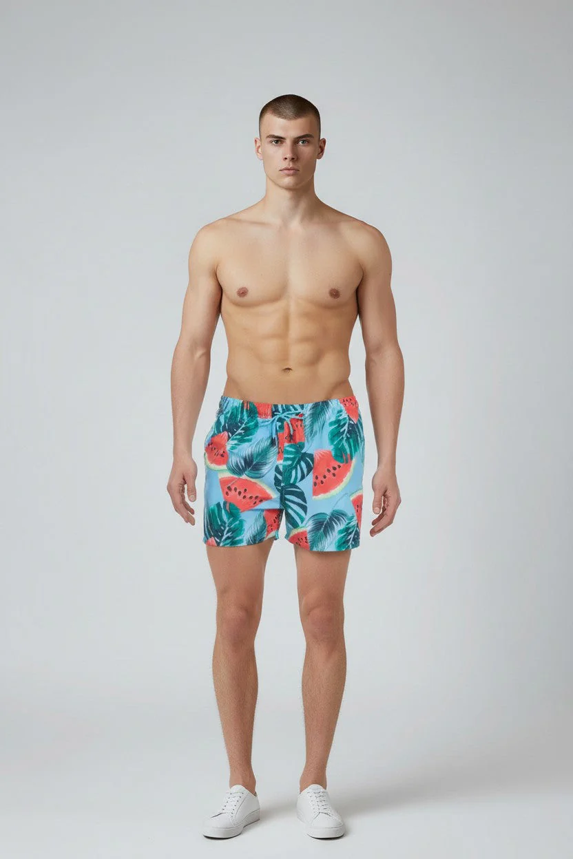 Christian Audigier Men's Swim Shorts Water Melon Leaf Print BMS619-0011M - Image 3