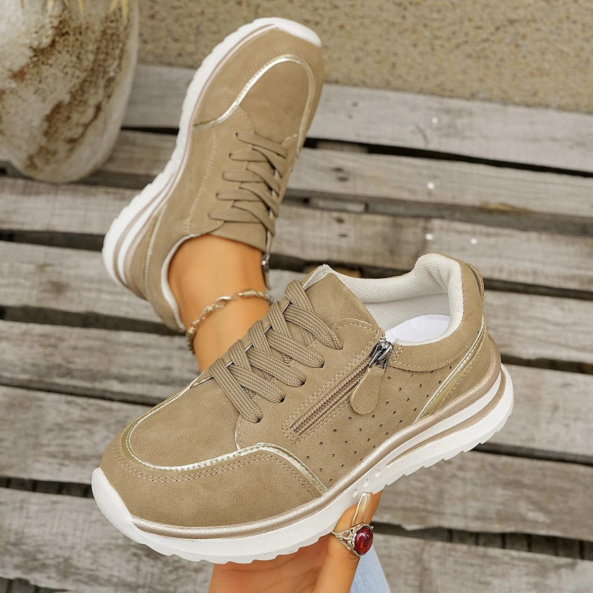 Chunky Heel Side-Zip High-Top Sneaker Boots – 3 Colors EU 36–43 - Image 4