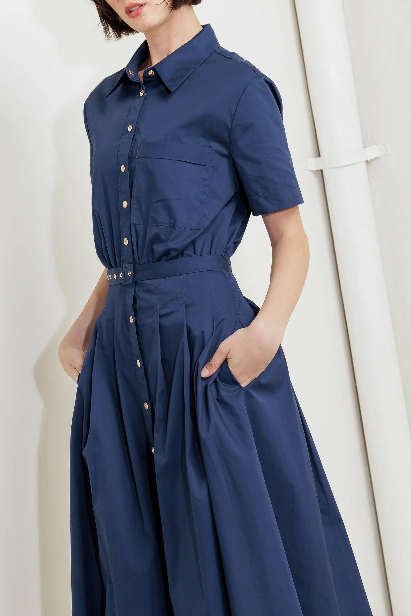 Cinched Couture Woven Midi Dress - Image 5