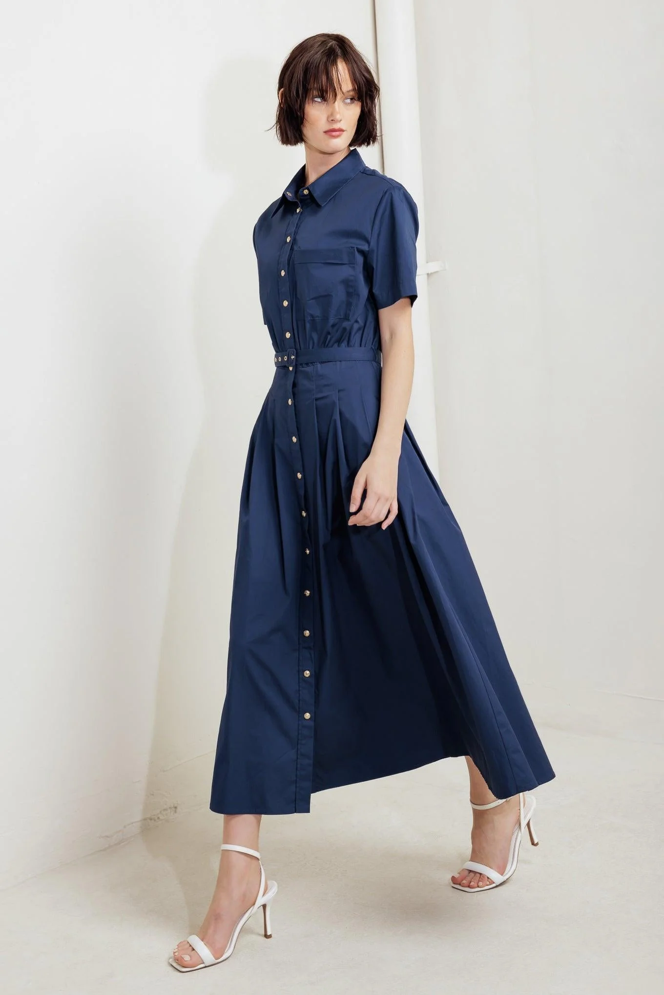 Cinched Couture Woven Midi Dress - Image 6