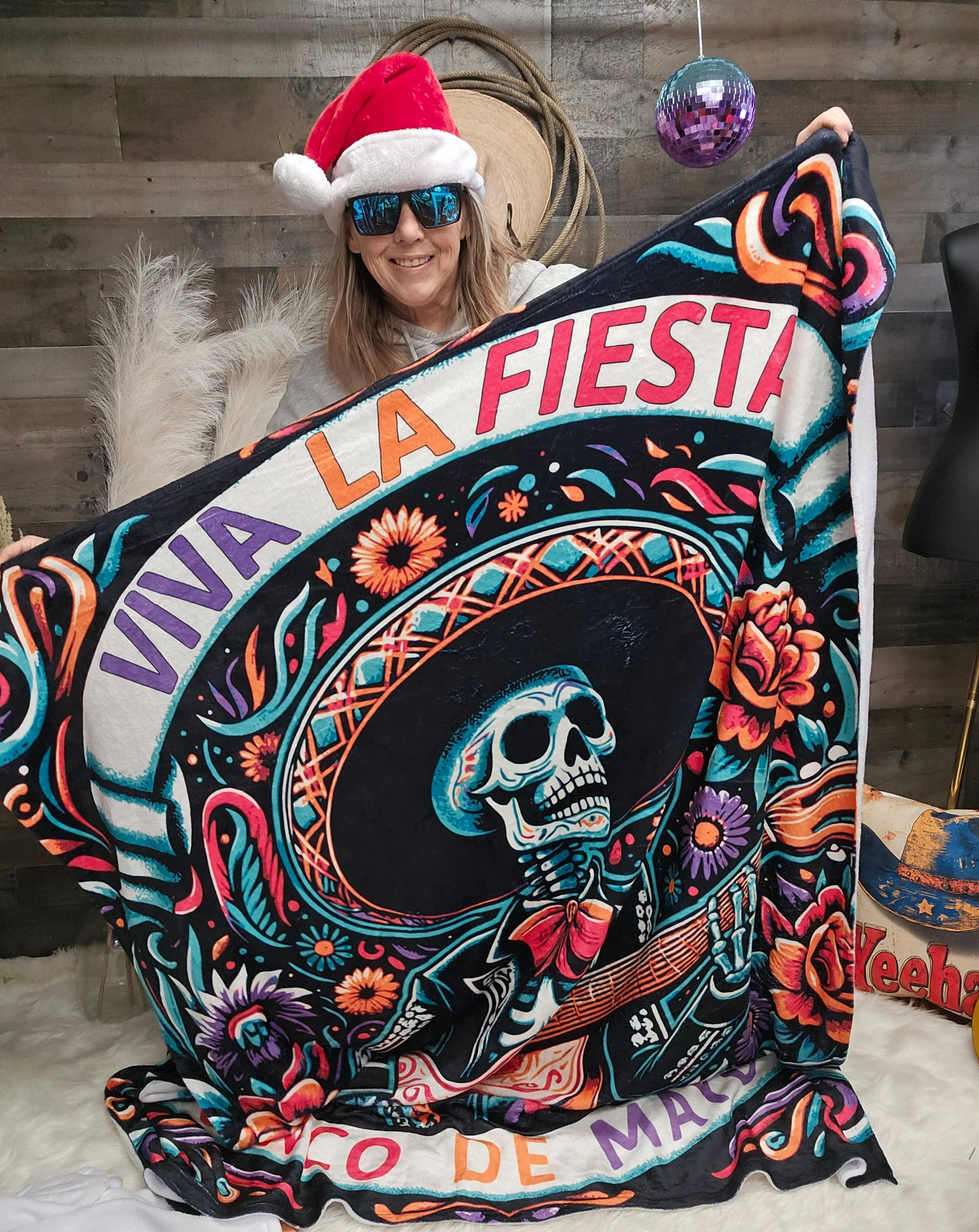 Cinco De Mayo Dia de los Muertes Throw Blanket Ultra-Soft Micro Fleece Blanket 60" x 80" Made in America - Image 2