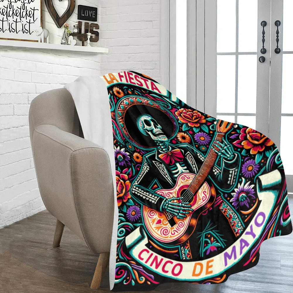 Cinco De Mayo Dia de los Muertes Throw Blanket Ultra-Soft Micro Fleece Blanket 60" x 80" Made in America - Image 4
