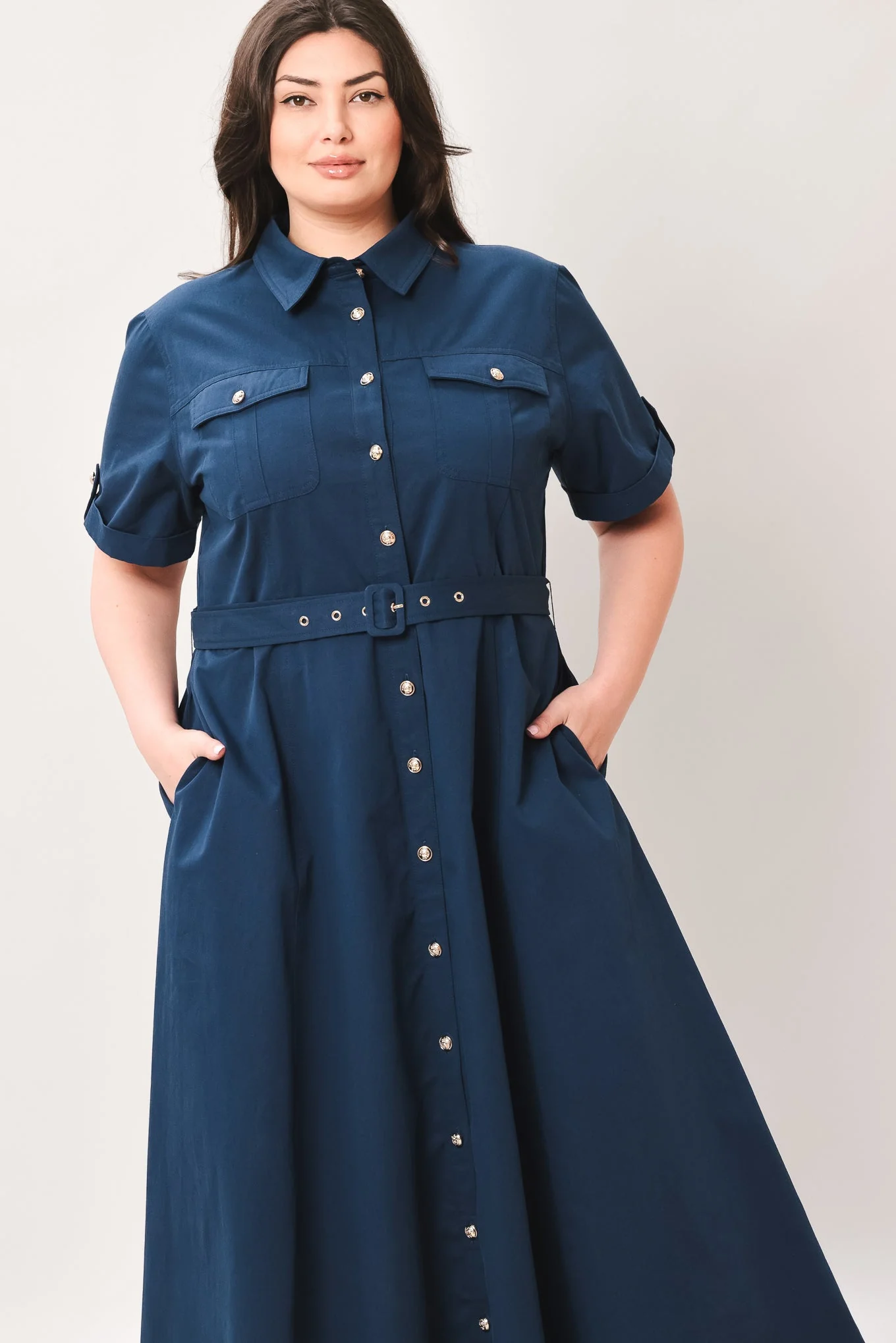 Classic Authority Woven Midi Dress - Image 11