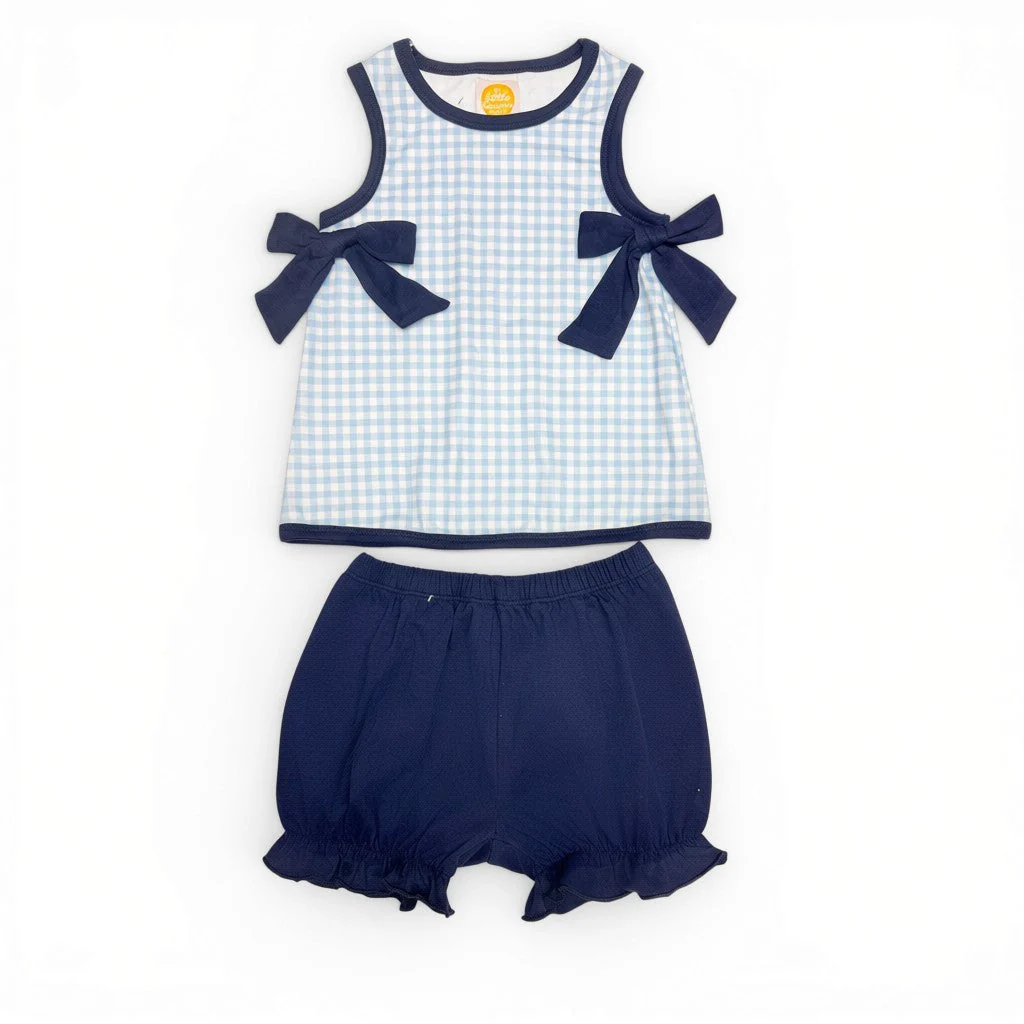 Classic Navy Gingham Bloomer Set - Image 3