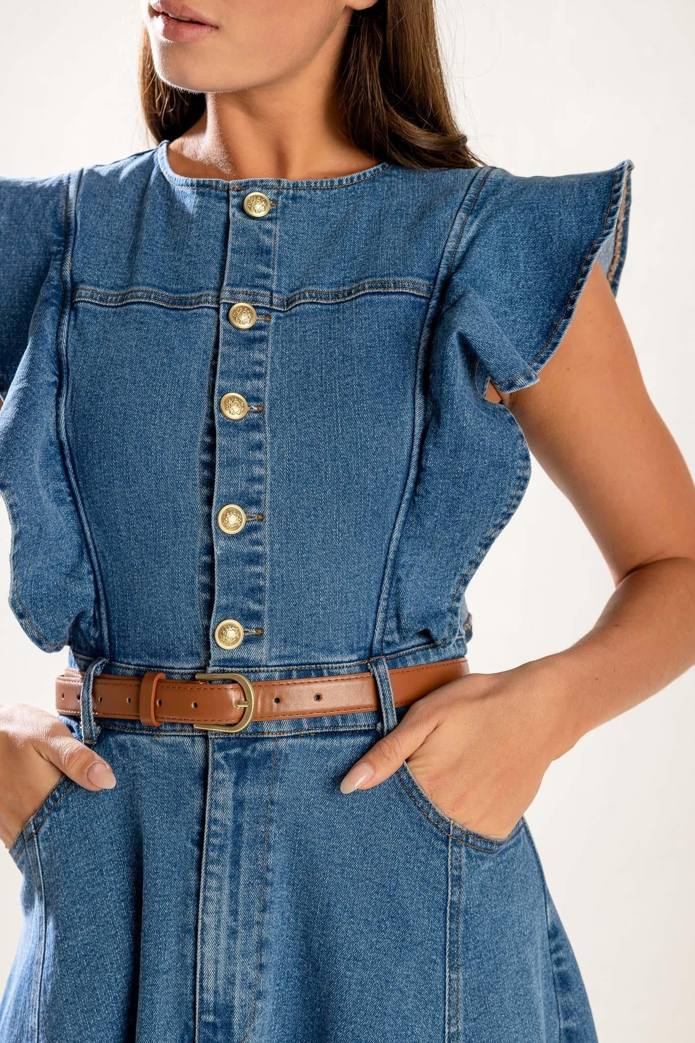 Classic With a Twist Denim Midi Dress - Image 3