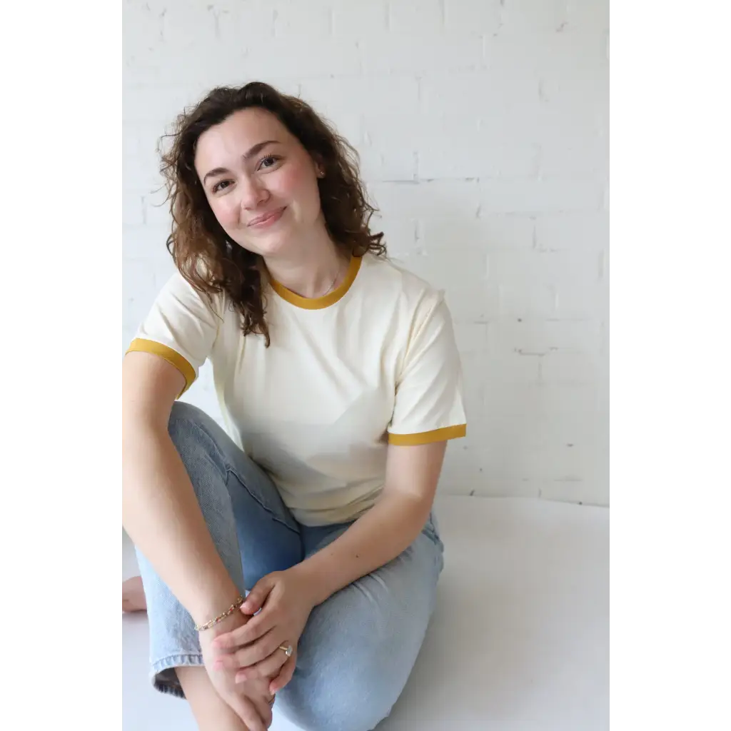 Classic Women's Ringer Tee in Mustard - Image 4