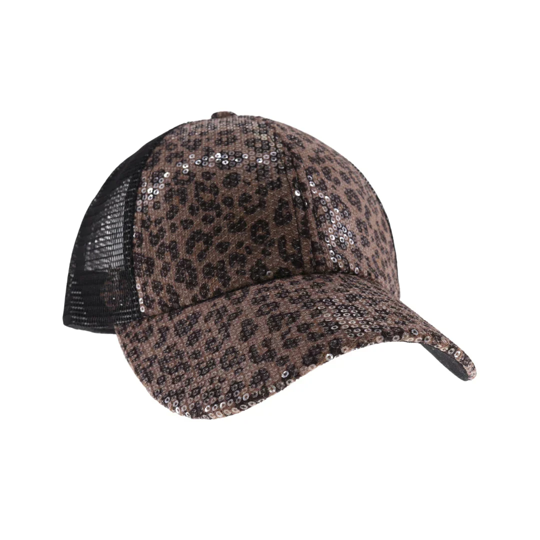 Clear Sequin Leopard C.C Ball Cap - Image 2
