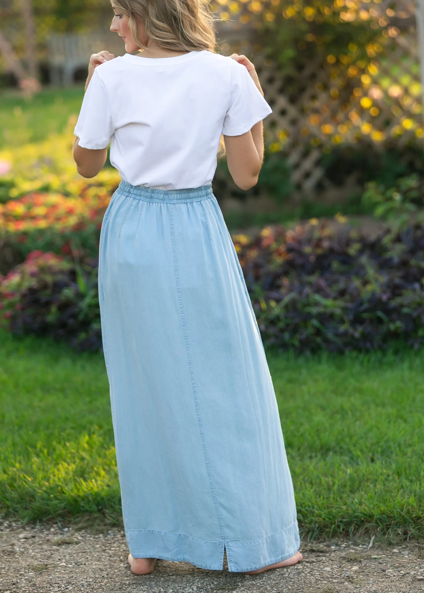 Cleo Chambray Tie Maxi Skirt - Image 15