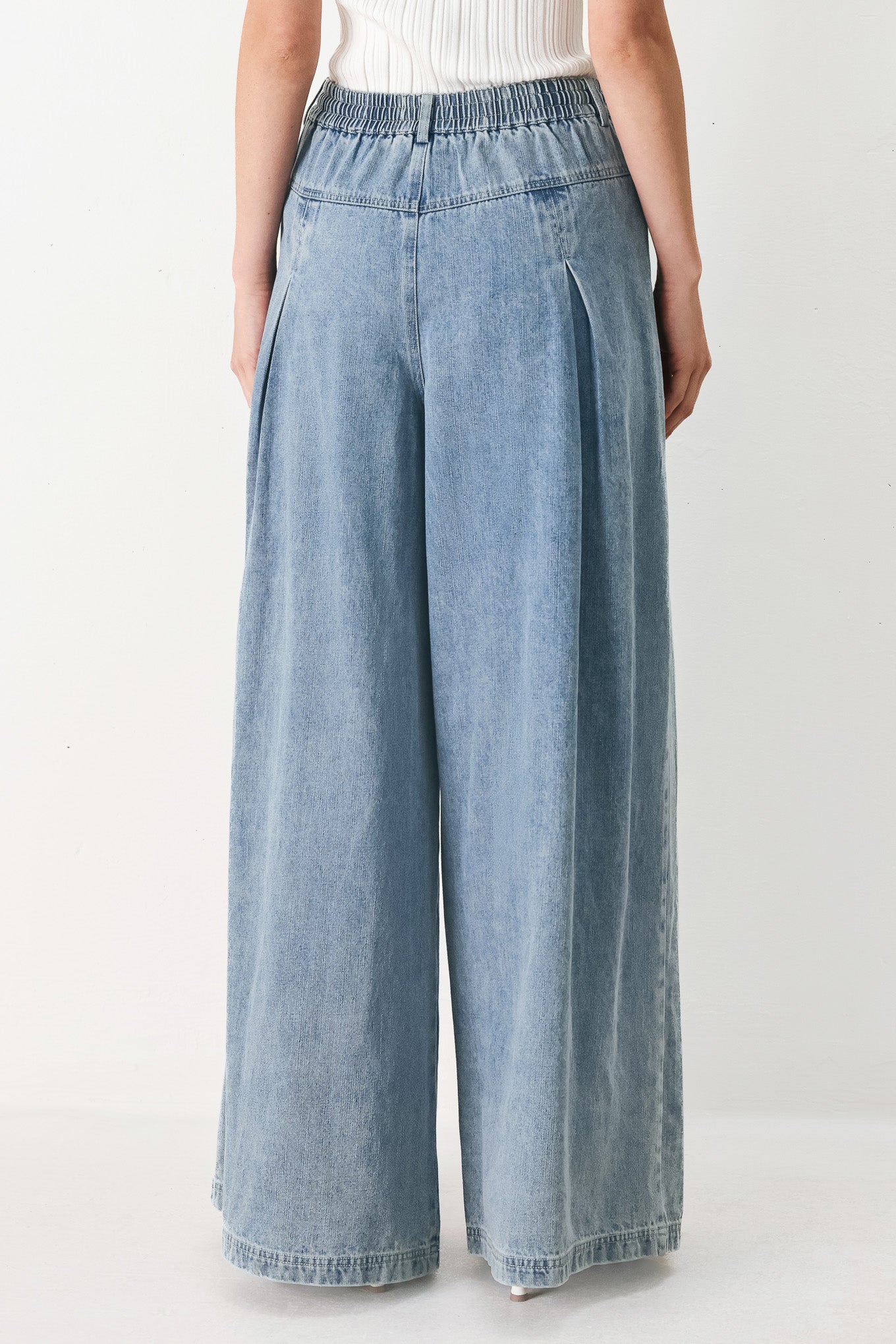 Cloud Wash Palazzo Denim Pants - Image 8