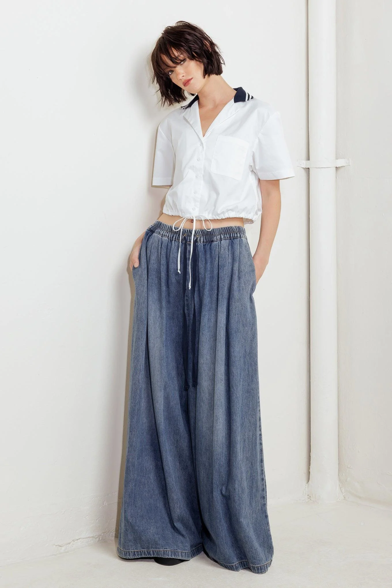 Coastal Collar Woven Crop Top - Image 5