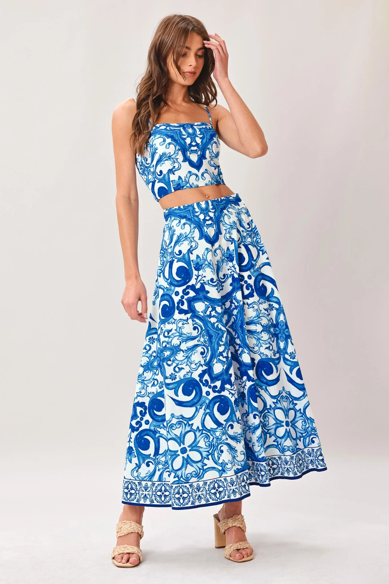 Coastal Mosaic Woven Midi Circle Skirt - Image 7