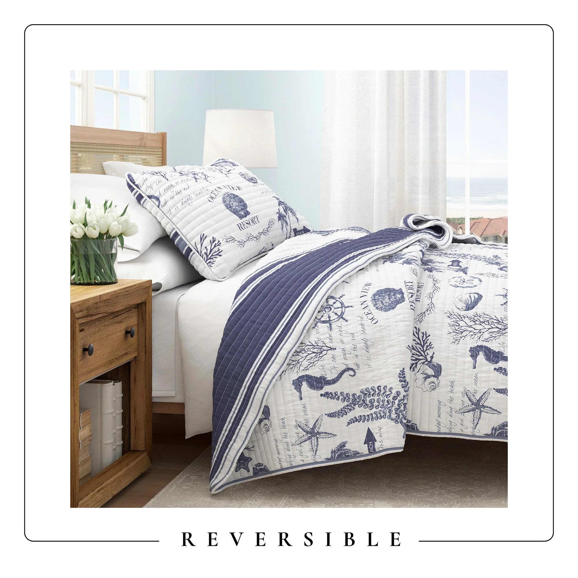 Coastal Printed Cotton Quilt Set - Calypso Collection - Image 5