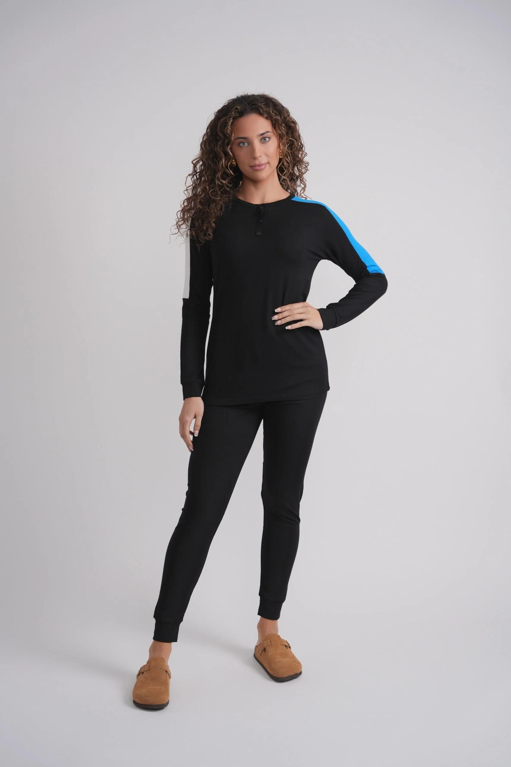 Colorblock Shoulder Pajamas - Image 4