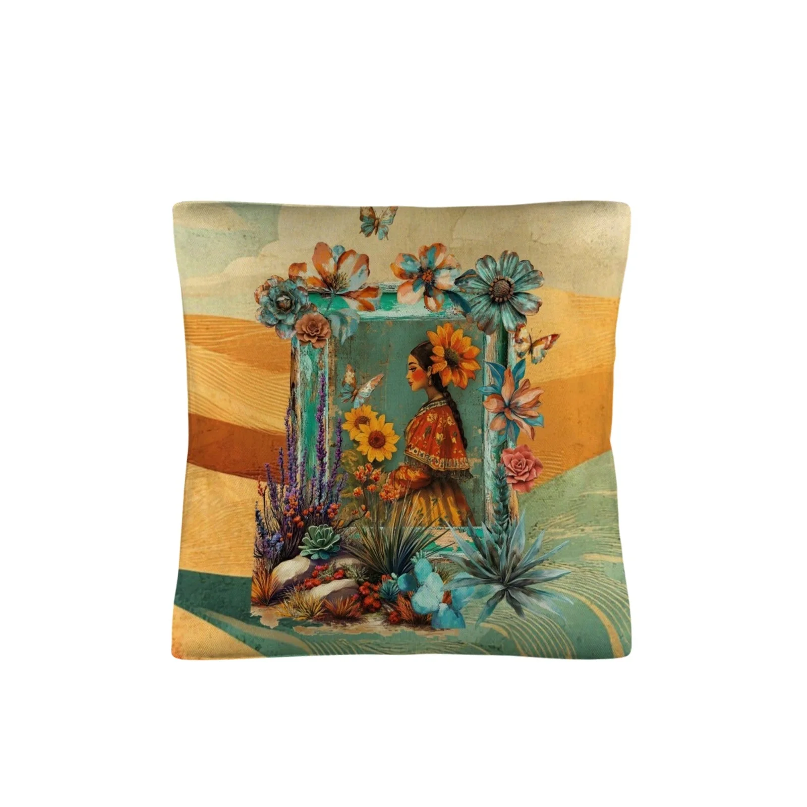 Colores de Mexico Fantasia Throw Pillow Case 18x18inch Made In America - Image 2