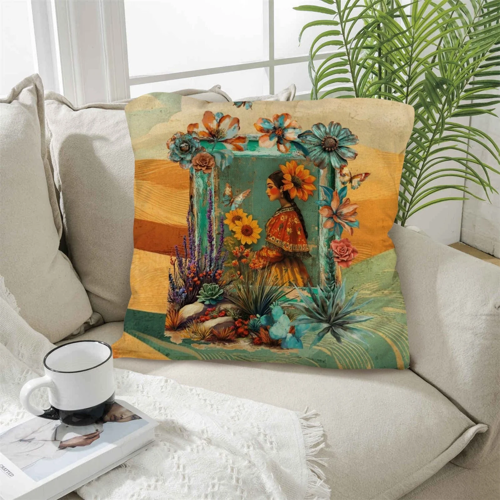 Colores de Mexico Fantasia Throw Pillow Case 18x18inch Made In America - Image 5