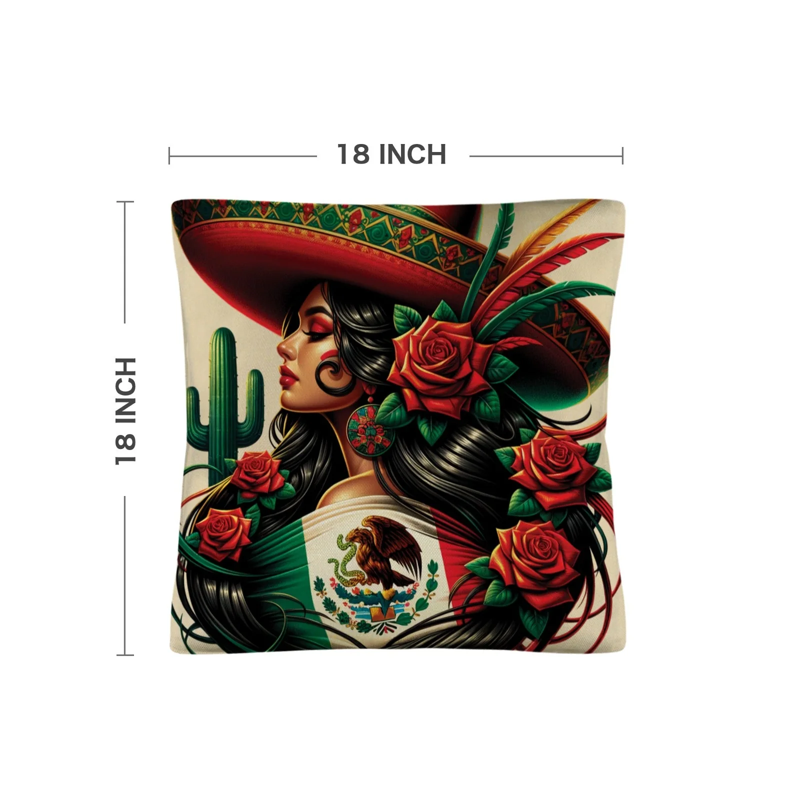 Colores De Mexico La Mexicana Pillow Case Made in America - Image 4