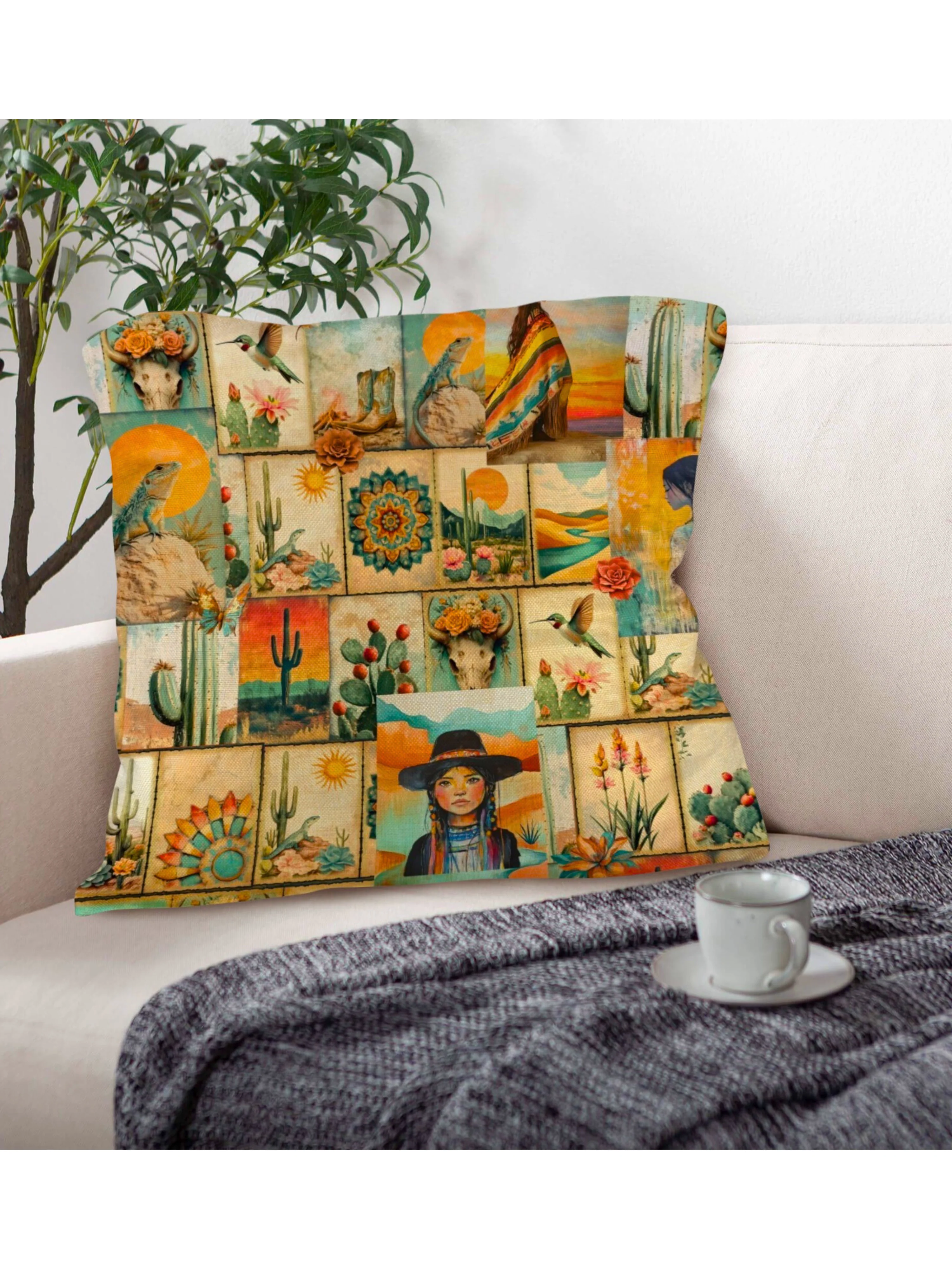 Colores de Mexico Pictures of the Southwest Pillow Case Made in USA - Image 2