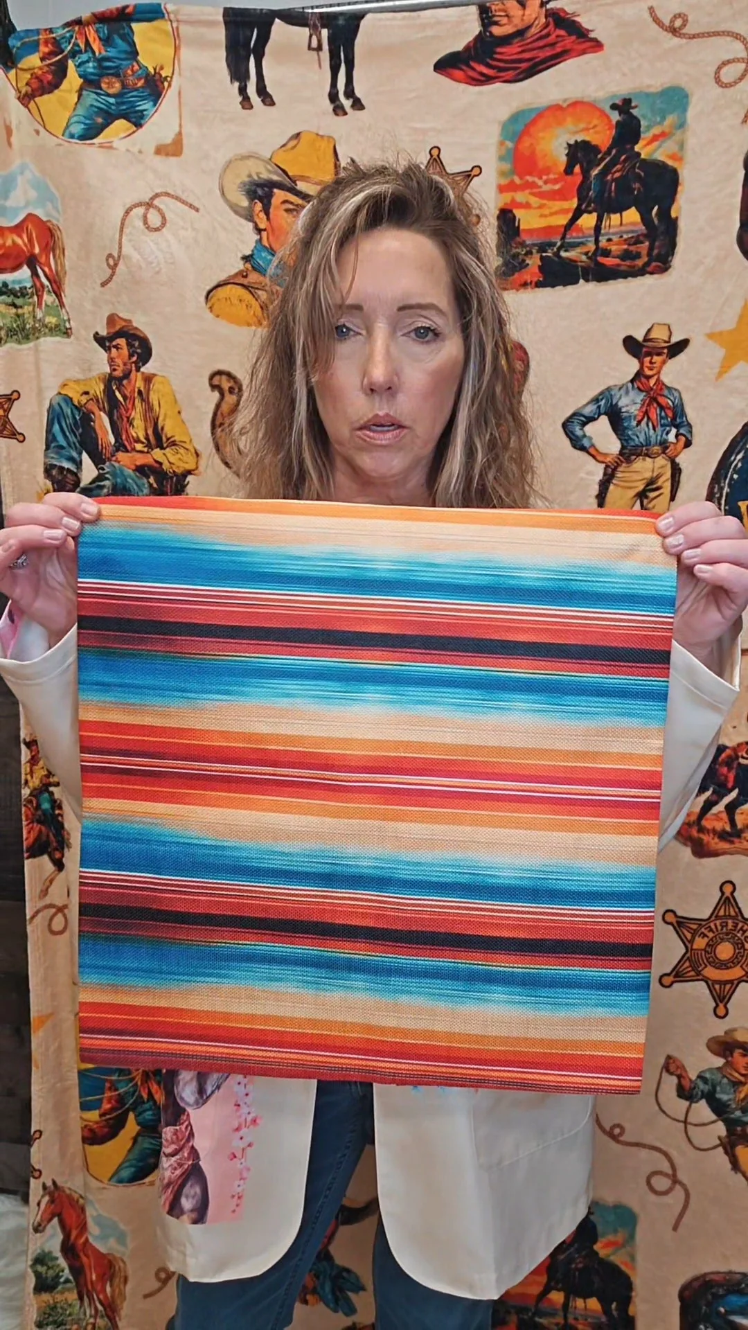 Colores De Mexico Southwest Serape Pillow Case 18x18" Made in America - Image 6