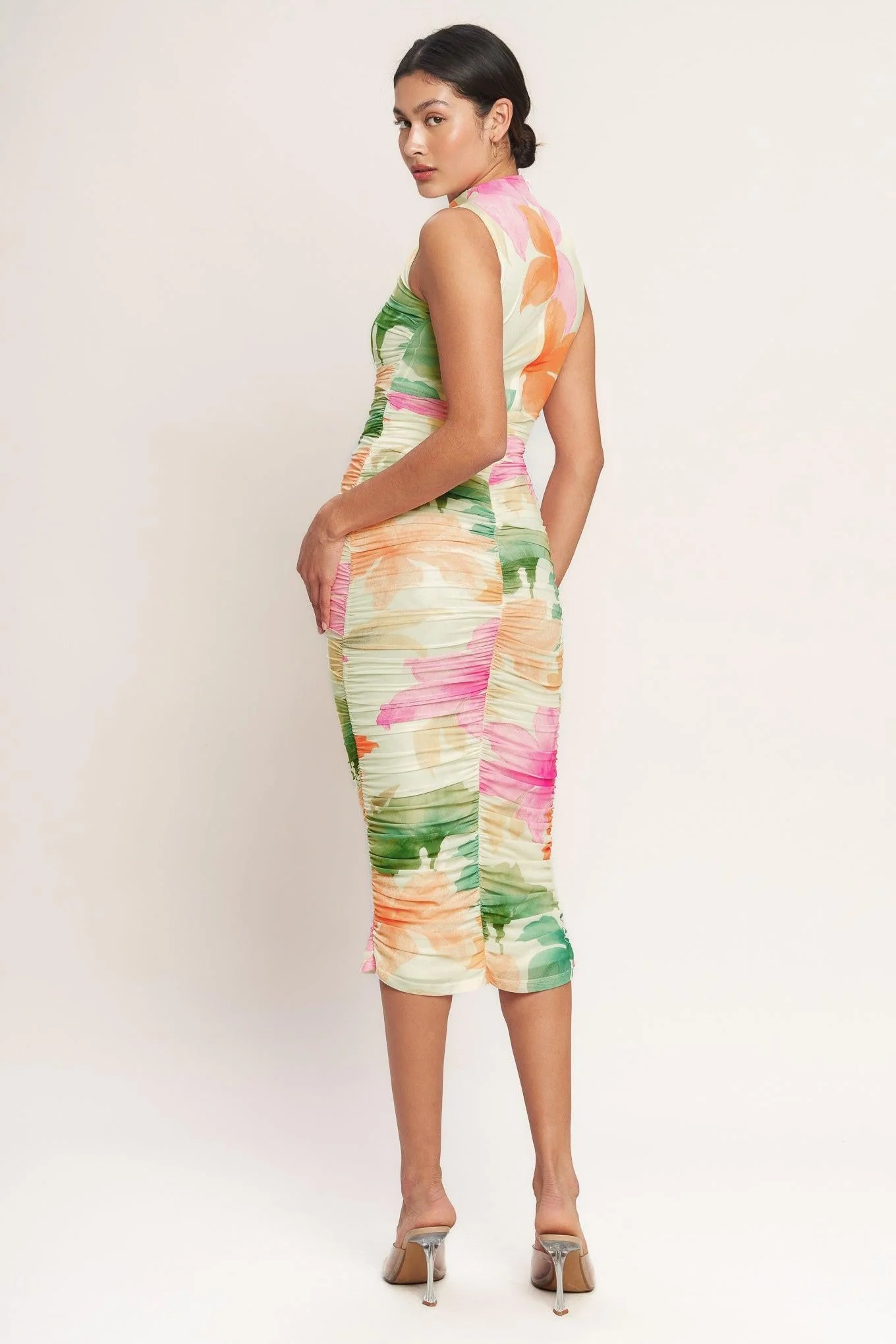 Colorful Confidence Power Mesh Midi Dress - Image 2