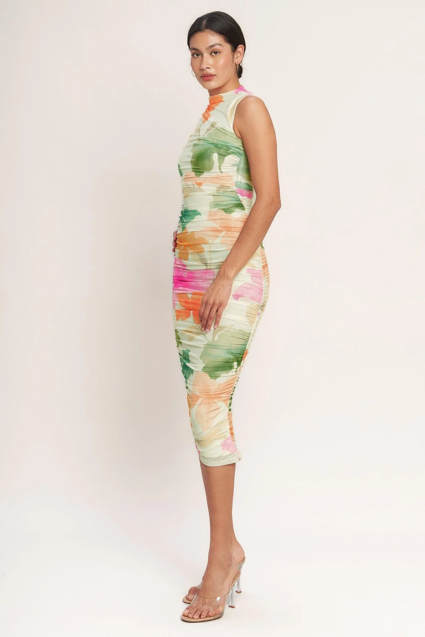 Colorful Confidence Power Mesh Midi Dress - Image 4
