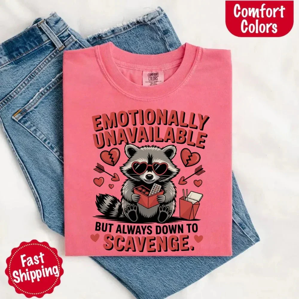 Comfort Colors Emotionally Unavailable Raccoon T-Shirts - Image 11
